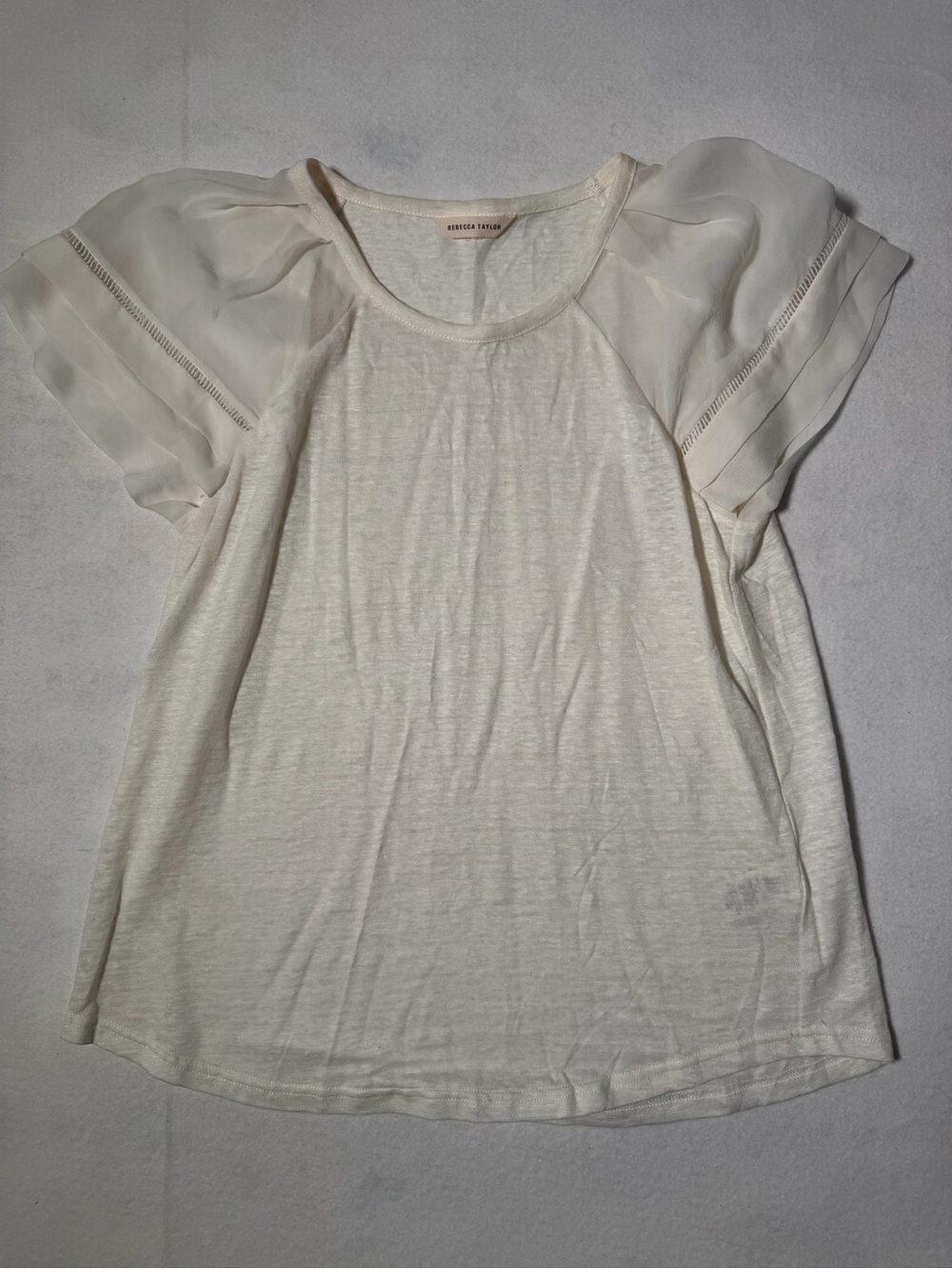 Rebecca Taylor Soft Cream Puff-Sleeve Blouse